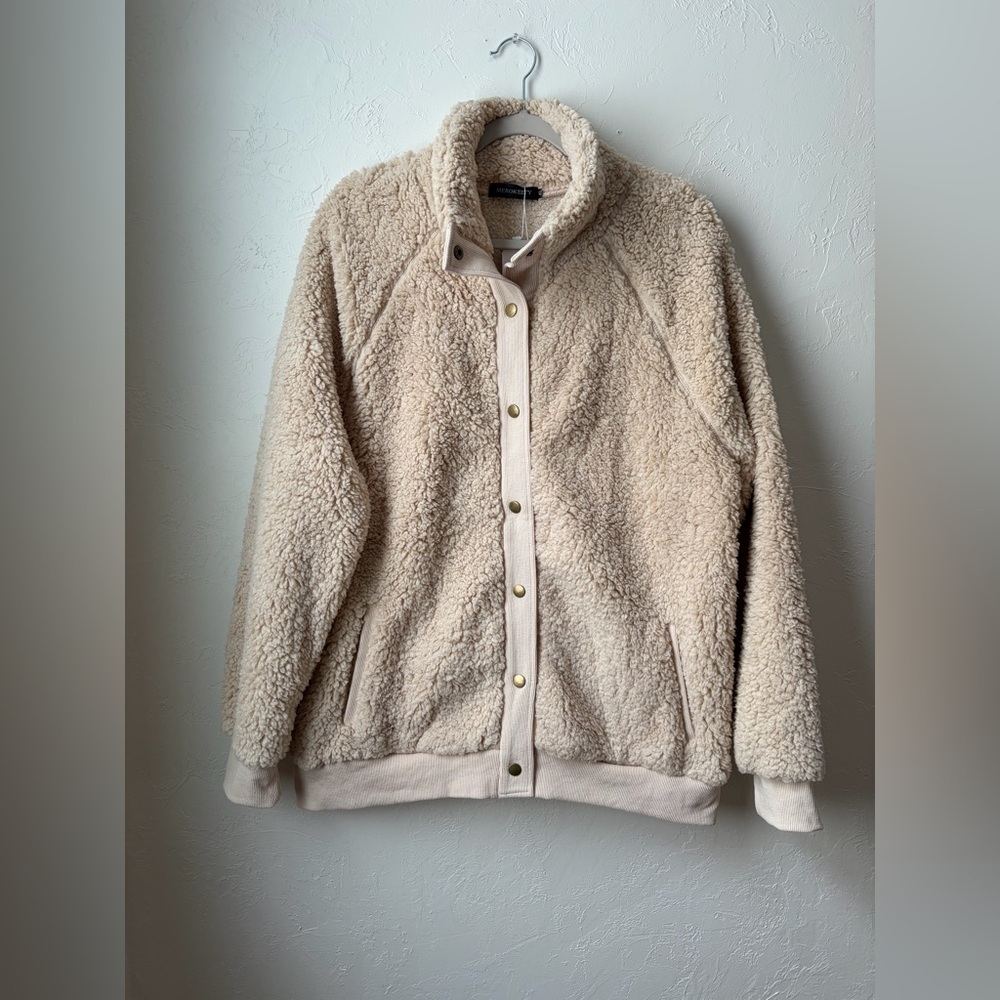 Merokeety NWT Teddy Sherpa Snap Front Jacket XL